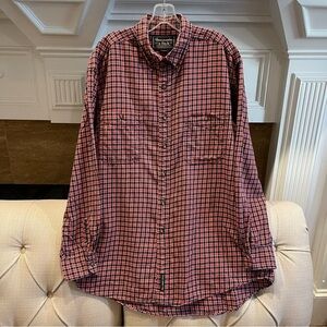 BN: Abercrombie & Fitch Men's L Red Blue Long Sleeve Gingham Plaid Button Shirt